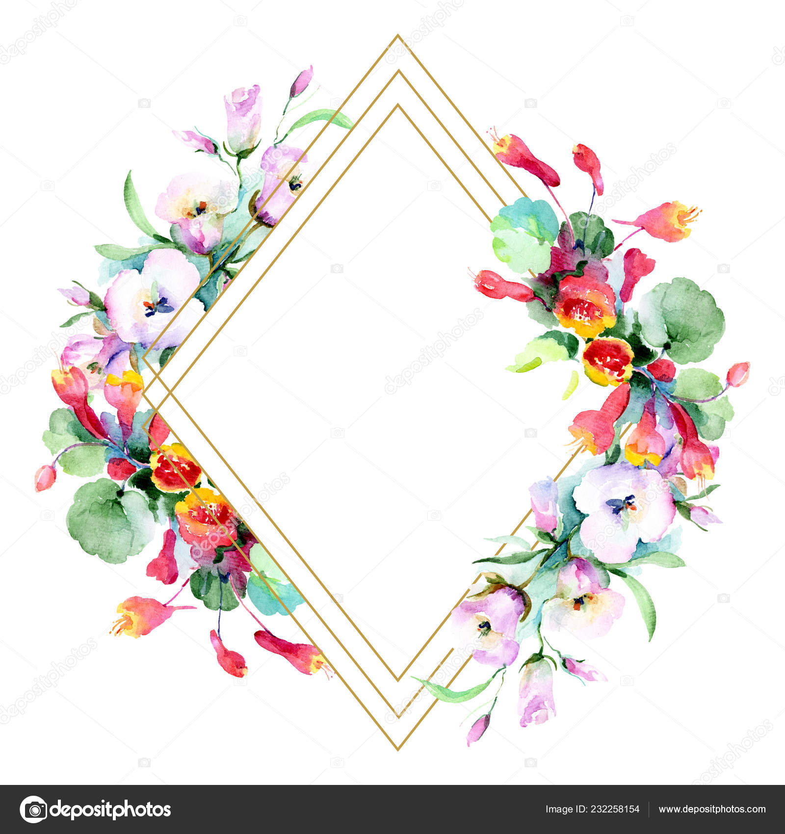 Download Frame Colorful Spring Flowers Watercolor Background ...