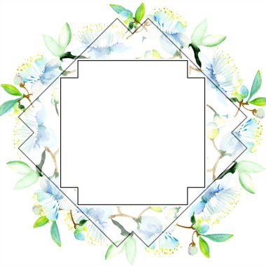 Çerçeve bahar çiçekleri ile. Suluboya arka plan illüstrasyon küme. Suluboya çizim moda aquarelle izole.