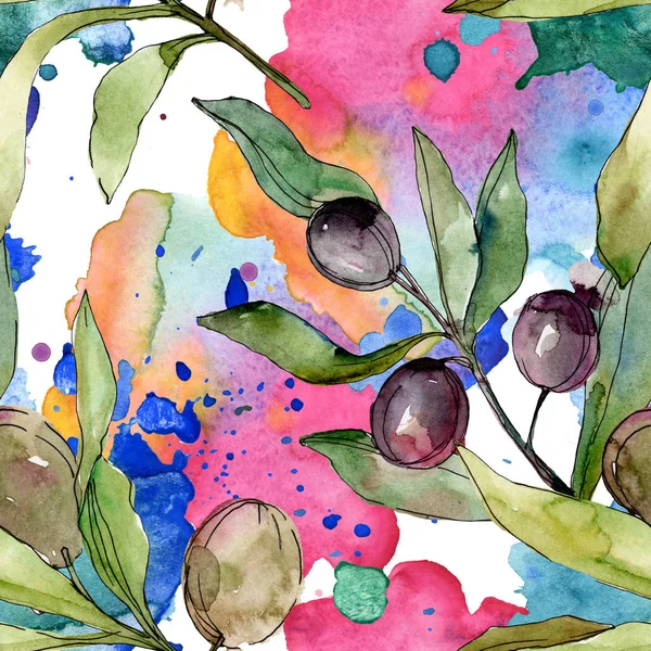 Black Olives Watercolor Background Illustration Set Watercolour Drawing Fashion Aquarelle — Stock Photo, Image