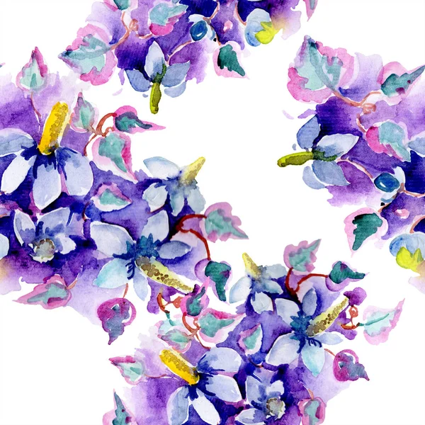 Bouquet Fleurs Sauvages Violettes Ensemble Illustration Fond Aquarelle Aquarelle Dessin — Photo
