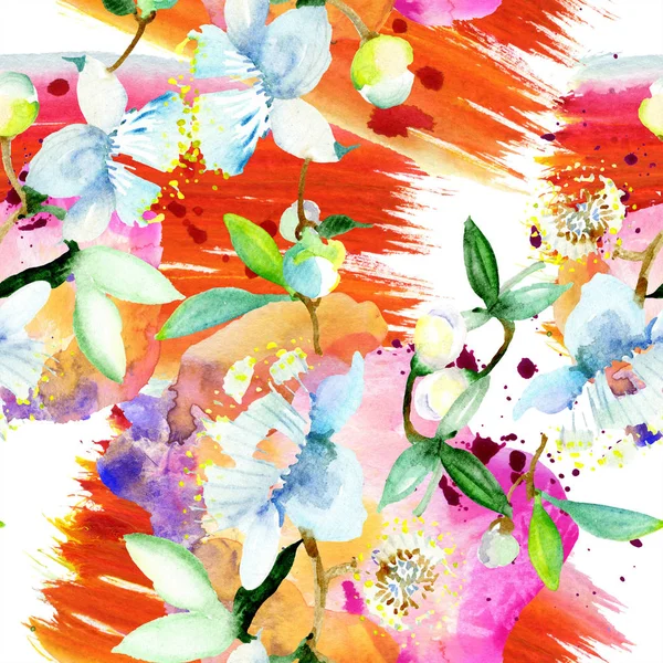 Bouquet Fiori Campo Bianchi Acquerello Disegno Moda Acquerello Isolato Modello — Foto Stock