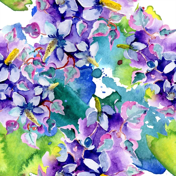 Bouquet Fleurs Sauvages Violettes Ensemble Illustration Fond Aquarelle Aquarelle Dessin — Photo