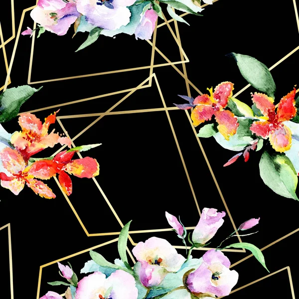 Fondo Con Flores Primavera Colores Conjunto Ilustración Fondo Acuarela Acuarela — Foto de Stock