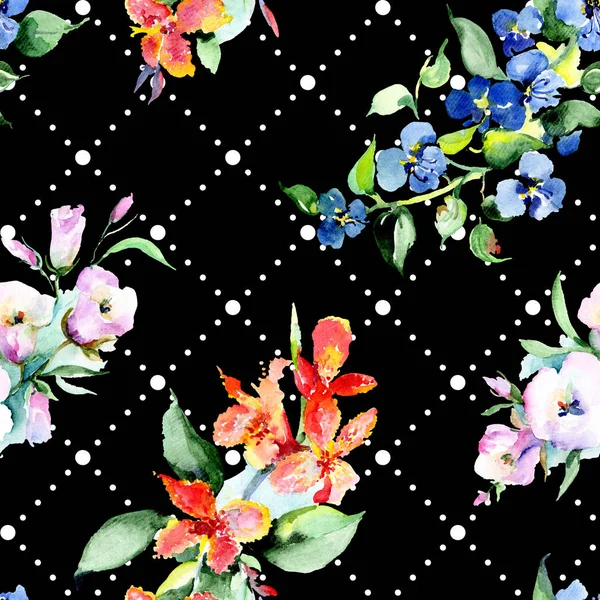Tło Colorful Wiosna Kwiatów Zestaw Ilustracji Tle Akwarela Akwarela Rysunku — Zdjęcie stockowe