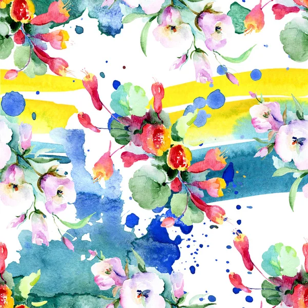 Hintergrund Mit Bunten Frühlingsblumen Aquarell Hintergrundillustration Set Aquarellzeichnung Modeaquarell Isoliert — Stockfoto