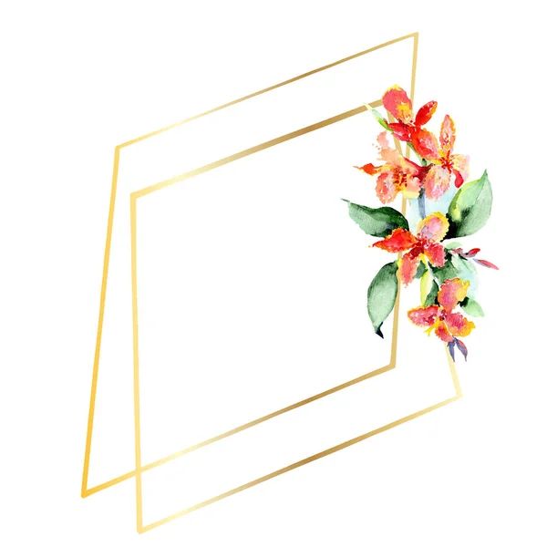 Cornice Fiori Primaverili Colorati Acquerello Sfondo Illustrazione Set Acquerello Disegno — Foto Stock