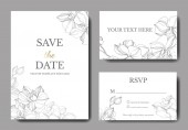 Vector orchids. Engraved ink art. Wedding background cards with decorative flowers. Thank you, rsvp, invitation cards graphic set banner.