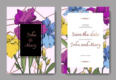 Vektör Süsen. Oyulmuş mürekkep sanat. Arka plan kartları dekoratif çiçeklerle düğün. Davetiye kartları grafik afiş ayarla.