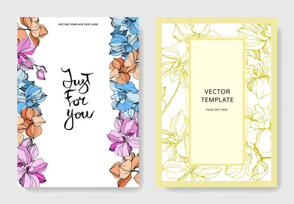 Векторные орхидеи. Гравировка чернил. Свадебные открытки с декоративными цветами. Баннер пригласительных билетов
.