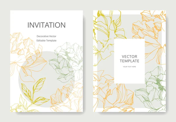 Vektor Pfingstrosen Tuschebilder Hochzeitshintergrundkarten Mit Dekorativen Blumen Einladungskarten Grafisches Set — Stockvektor