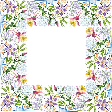 Watercolor background illustration set. Watercolor empty frame border floral ornament with copy space. clipart