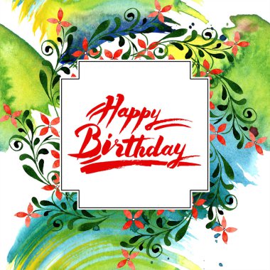 Kırmızı botanik çiçek. Vahşi bahar yaprak izole kır çiçeği. Suluboya arka plan illüstrasyon küme. Suluboya çizim moda aquarelle izole. Çerçeve kenarlığı süsleme Meydanı.