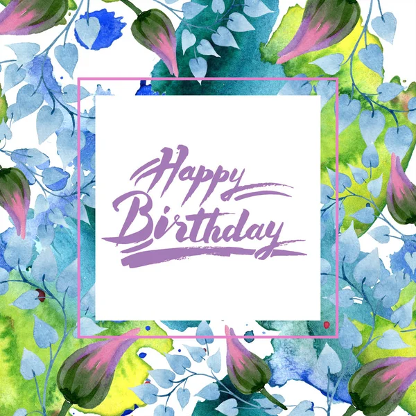 Süsleme botanik çiçek. Vahşi bahar yaprak izole kır çiçeği. Suluboya arka plan illüstrasyon küme. Suluboya çizim moda aquarelle izole. Çerçeve kenarlığı süsleme Meydanı.