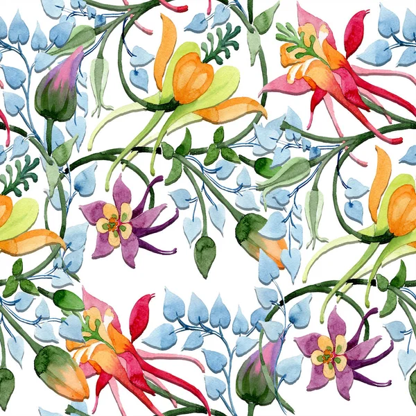 Ornamento Flor Botânica Floral Conjunto Ilustração Fundo Aquarela Aquarelle Desenho — Fotografia de Stock