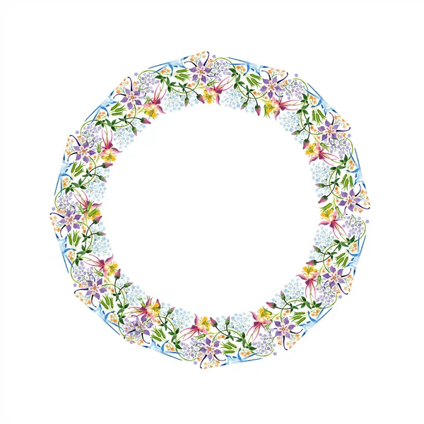 Ensemble Illustration Fond Aquarelle Aquarelle Cadre Vide Bordure Ornement Floral — Photo