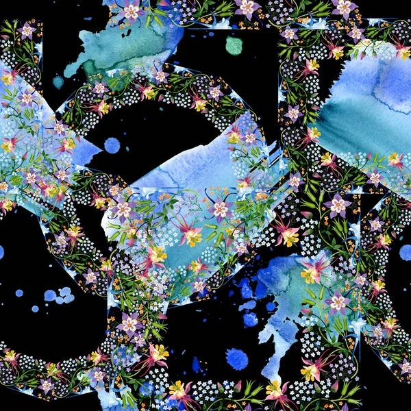 Akvarell Bakgrund Illustration Blommig Set Sömlös Bakgrundsmönster Tyg Tapeter Tryckta — Stockfoto