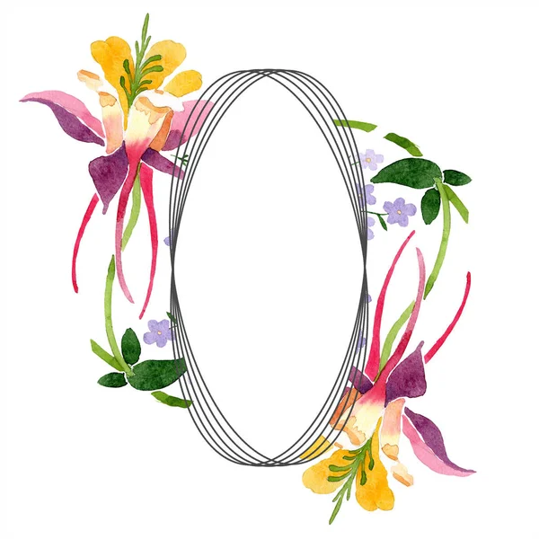 Ακουαρέλα Φόντο Εικόνα Σύνολο Ακουαρέλα Άδειο Πλαίσιο Συνόρων Floral Στολίδι — Φωτογραφία Αρχείου