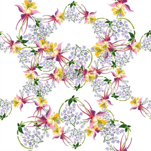 Tle Akwarela Ilustracja Kwiatowy Zestaw Bezszwowe Tło Wzór Tkanina Tapeta — Zdjęcie stockowe