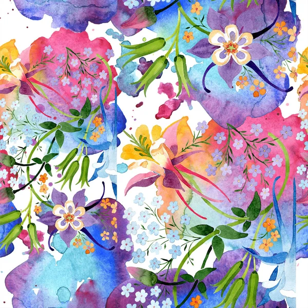 Aquarelle Fond Illustration Ensemble Floral Modèle Fond Sans Couture Texture — Photo