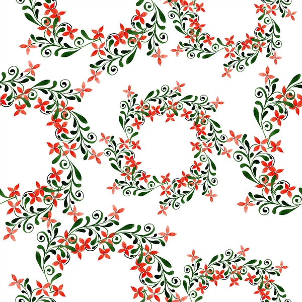 Kırmızı botanik çiçek. Vahşi bahar yaprak izole. Suluboya resim kümesi. Suluboya çizim moda aquarelle. Sorunsuz süsleme arka plan deseni. Kumaş duvar kağıdı yazdırma doku.