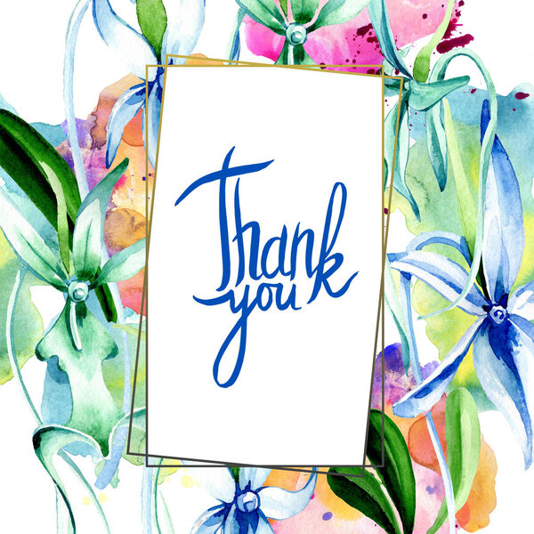 Синяя редкая орхидея. Цветочный ботанический цветок. Дикий весенний цветок изолирован. Набор акварельных фонов. Акварель акварель акварель изолирована. Граничный орнамент
.