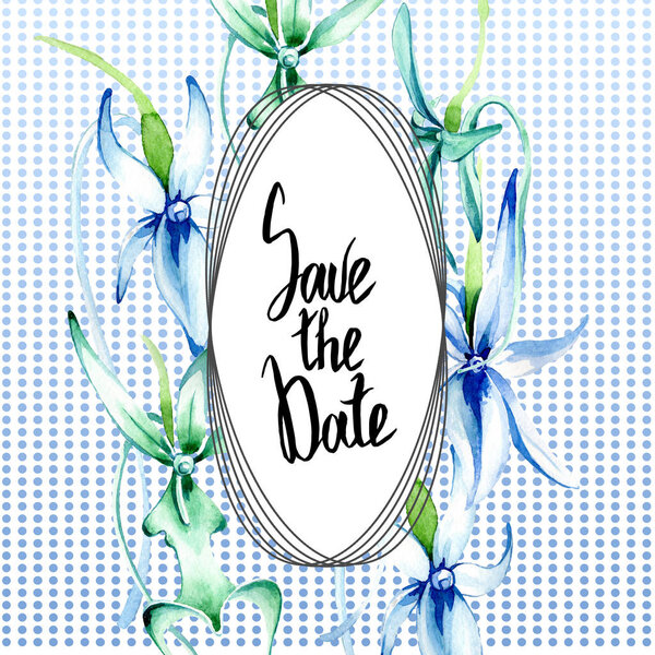 Синяя редкая орхидея. Цветочный ботанический цветок. Дикий весенний цветок изолирован. Набор акварельных фонов. Акварель акварель акварель изолирована. Граничный орнамент
.