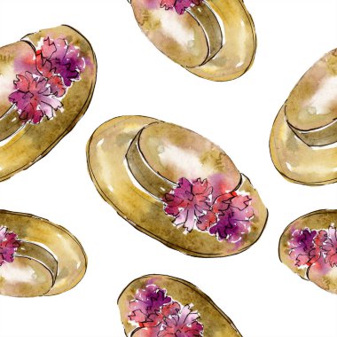 Giyim aksesuar ve kozmetik trendy moda kıyafet ayarlayın. Suluboya arka plan illüstrasyon küme. Suluboya çizim moda aquarelle. Sorunsuz arka plan deseni. Kumaş duvar kağıdı yazdırma doku.