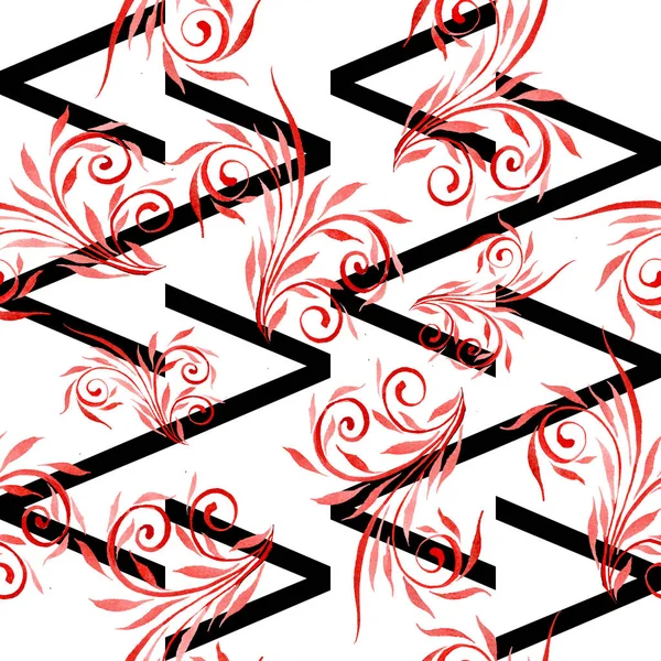 Πολύχρωμα Φλοράλ Βοτανικό Στολίδι Σετ Ακουαρέλας Εικονογράφηση Απρόσκοπτη Υπόβαθρο Μοτίβο — Φωτογραφία Αρχείου