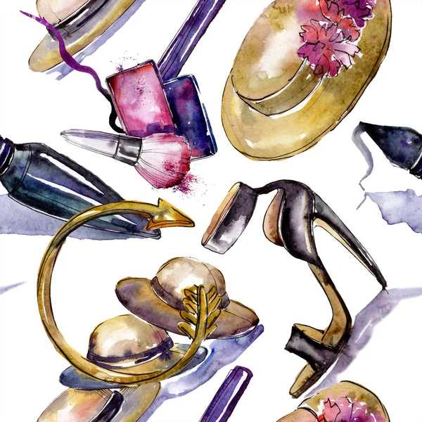 Vêtements Accessoires Cosmétiques Ensemble Tenue Vogue Mode Ensemble Illustration Fond — Photo