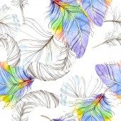 Színes madár toll szárny elszigetelt. Akvarell háttér illusztráció készlet. Akvarell rajz divat aquarelle elszigetelt. Varratmentes háttérben minta. Anyagot a nyomtatási textúrát.