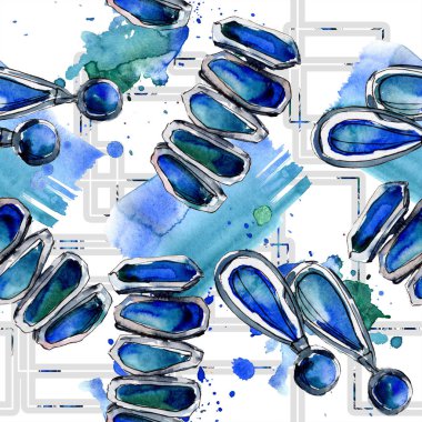 Giyim aksesuarları trendy moda kıyafet ayarlayın. Suluboya arka plan illüstrasyon küme. Suluboya çizim moda aquarelle. Sorunsuz arka plan deseni. Kumaş duvar kağıdı yazdırma doku.