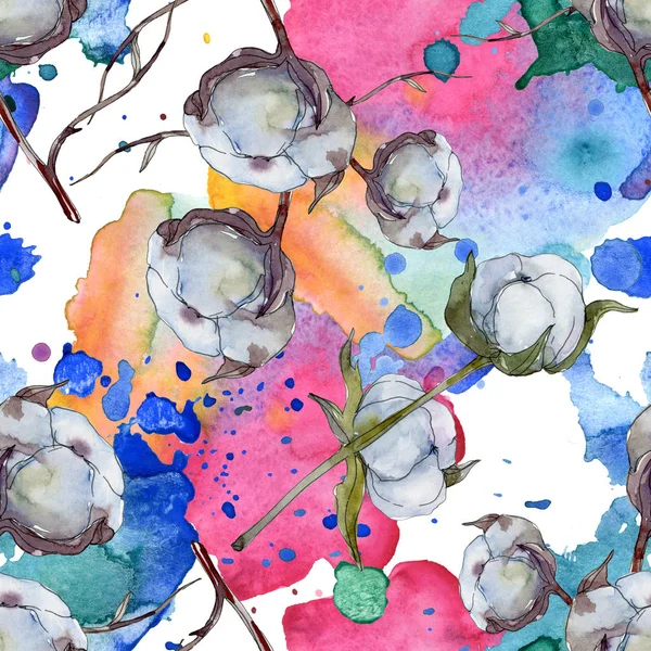 Weiße Botanische Baumwollblume Wilde Frühlingsblume Aquarell Illustrationsset Vorhanden Aquarellzeichnung Modeaquarell — Stockfoto