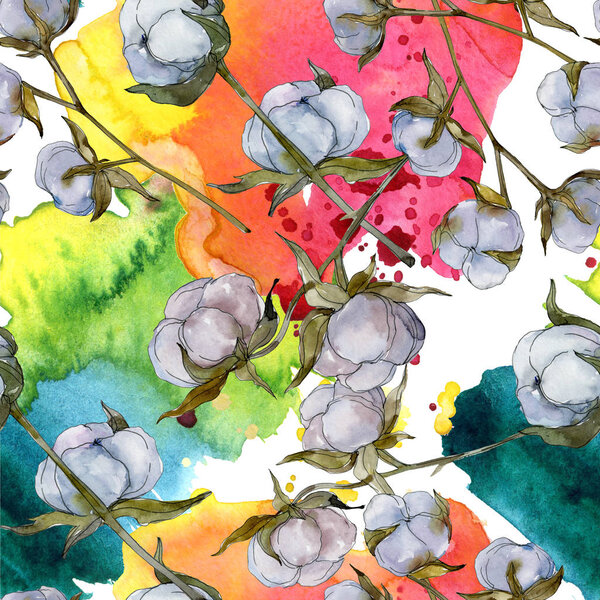 Белый хлопковый ботанический цветок. Дикий весенний цветок. Набор акварельных рисунков. Акварель акварель акварель изолирована. Бесшовный рисунок фона. Текстура ткани для печати обоев
.