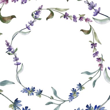 Mor lavanta. Suluboya resim kümesi. Sorunsuz arka plan deseni. Kumaş duvar kağıdı yazdırma doku.