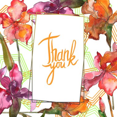 Kırmızı ve mor botanik çiçek. Vahşi bahar yaprak izole kır çiçeği. Suluboya arka plan illüstrasyon küme. Suluboya çizim moda aquarelle izole. Çerçeve kenarlığı süsleme Meydanı.