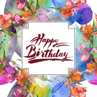 Kırmızı ve mor botanik çiçek. Vahşi bahar yaprak izole kır çiçeği. Suluboya arka plan illüstrasyon küme. Suluboya çizim moda aquarelle izole. Çerçeve kenarlığı süsleme Meydanı.