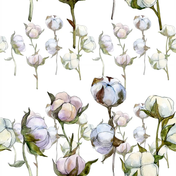 Bomuld Blomstret Botanisk Blomst Vilde Forårsblad Wildflower Akvarel Illustration Sæt - Stock-foto