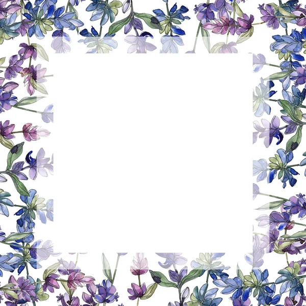 Purple lavender. Watercolor illustration set. Seamless background pattern. Fabric wallpaper print texture.