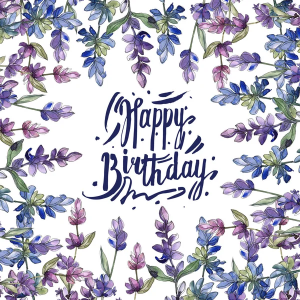 Purple lavender. Watercolor illustration set. Seamless background pattern. Fabric wallpaper print texture.