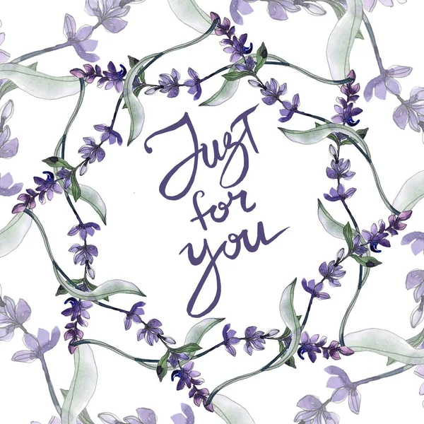 Purple lavender. Watercolor illustration set. Seamless background pattern. Fabric wallpaper print texture.