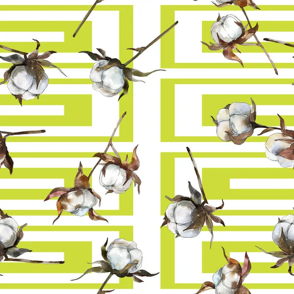 Blommig Botaniska Bomullsblomma Akvarell Bakgrund Illustration Set Akvarell Ritning Mode — Stockfoto