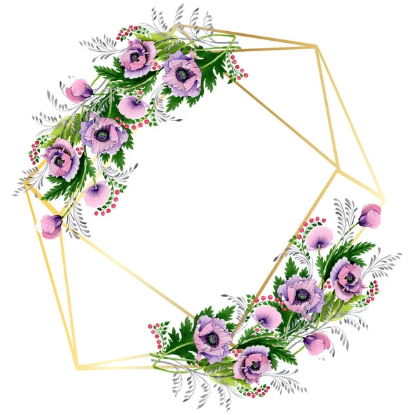 Papaveri Rosa Viola Isolati Bianco Acquerello Sfondo Illustrazione Set Ornamento — Foto Stock