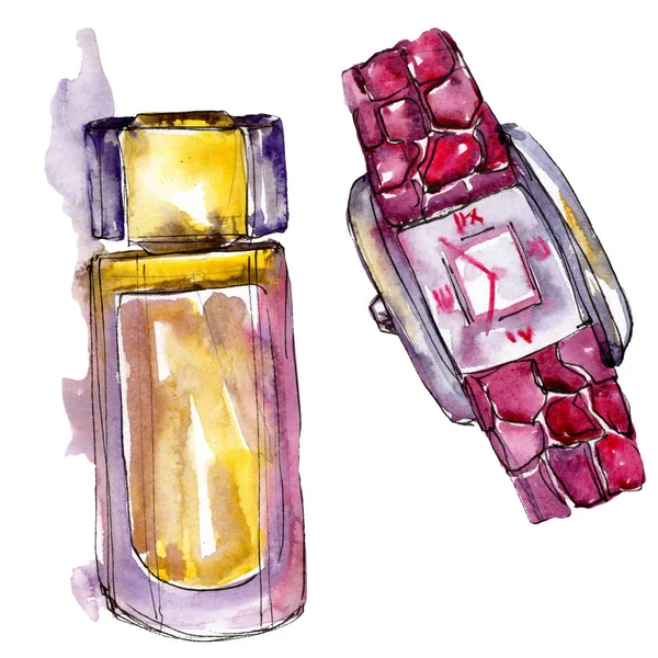 Parfume Watch Sketch Fashion Glamour Illustration Watercolor Style Isolated Watercolour — Stock Photo, Image