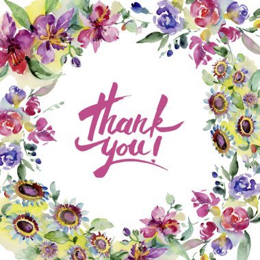 Buketler botanik çiçek. Vahşi bahar yaprak izole kır çiçeği. Suluboya arka plan illüstrasyon küme. Suluboya çizim moda aquarelle izole. Çerçeve kenarlığı süsleme Meydanı.