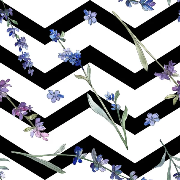 Purple lavender botanical flower. Wild spring leaf wildflower. Watercolor illustration set. Watercolour drawing fashion aquarelle isolated. Seamless background pattern. Fabric wallpaper print texture.