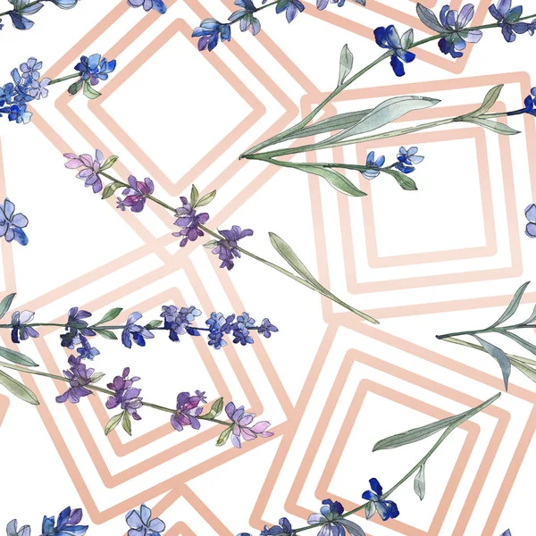 Purple lavender botanical flower. Wild spring leaf wildflower. Watercolor illustration set. Watercolour drawing fashion aquarelle isolated. Seamless background pattern. Fabric wallpaper print texture.