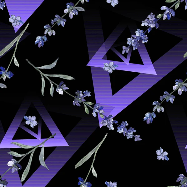 Purple lavender botanical flower. Wild spring leaf wildflower. Watercolor illustration set. Watercolour drawing fashion aquarelle isolated. Seamless background pattern. Fabric wallpaper print texture.