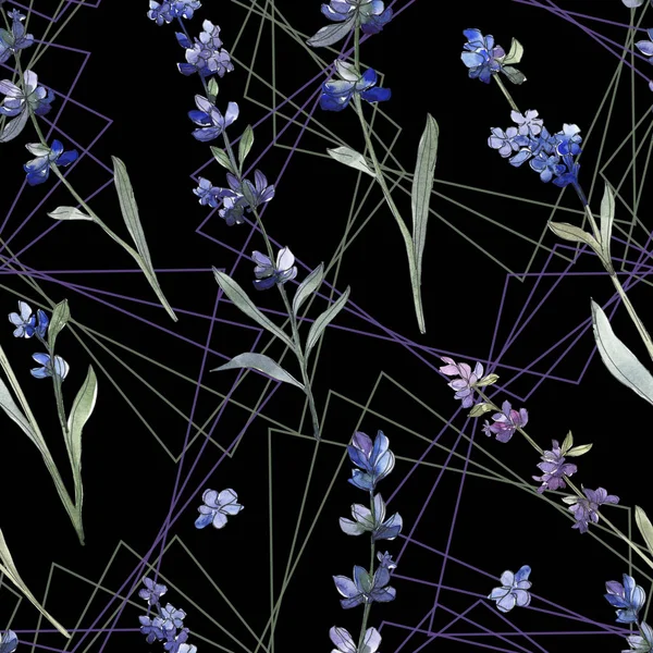 Βοτανική Λουλούδι Μωβ Λεβάντα Άγρια Άνοιξη Φύλλων Wildflower Σετ Ακουαρέλας — Φωτογραφία Αρχείου