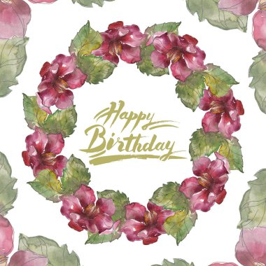 Kırmızı peonies. Suluboya arka plan illüstrasyon küme. Çerçeve kenarlığı süsleme kutlu olsun yazıt ile.