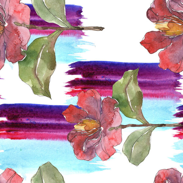 Набор акварельных иллюстраций красных пионов. Бесшовный рисунок фона. Текстура ткани для печати обоев
.